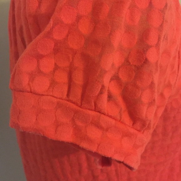JIMMY’Z Orange Polka Dot Burnout Short Sleeve Top - Picture 3 of 4